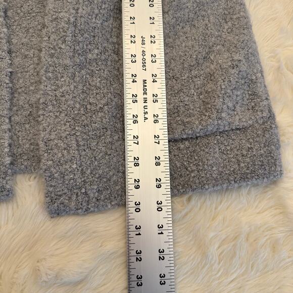 Three Dots Gray Open Front Wool Sherpa Cardigan Sweater Medium - Picture 9 of 12